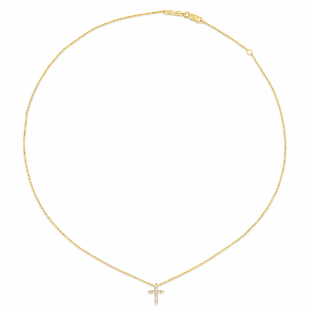 Stella Diamond Cross Necklace | Yellow Gold - Image 3